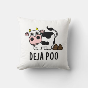 Deja Poo Funny Cow Poop Pun  Cushion