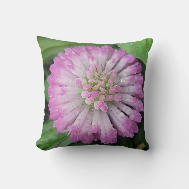 Dekokissen rosa Kleeblüte mit Wassertropfen Cushion (Front)