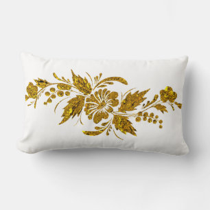Dekoratives Muster mit Blumen und Blättern Lumbar Cushion