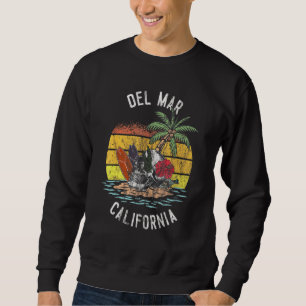 Del Mar Beach California Palms Skull Surf Sunset V Sweatshirt