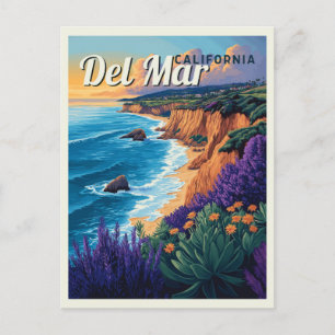 Del Mar California Vintage Beach - San Diego  Postcard
