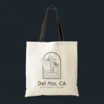 Del Mar Wedding Welcome Destination Wedding Tote Bag<br><div class="desc">Welcome your Del Mar destination wedding guests with these custom Wedding Welcome Bags! Embrace the sunny spirit of Del Mar with this classic tote featuring a palm tree and ocean line sketch design. Customise it with the name and location of your wedding. Give your guests a stylish gift to be...</div>