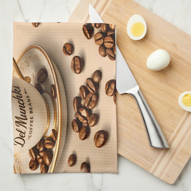 Del Munchie coffee beans vintage style tea Towel (Quarter Fold)
