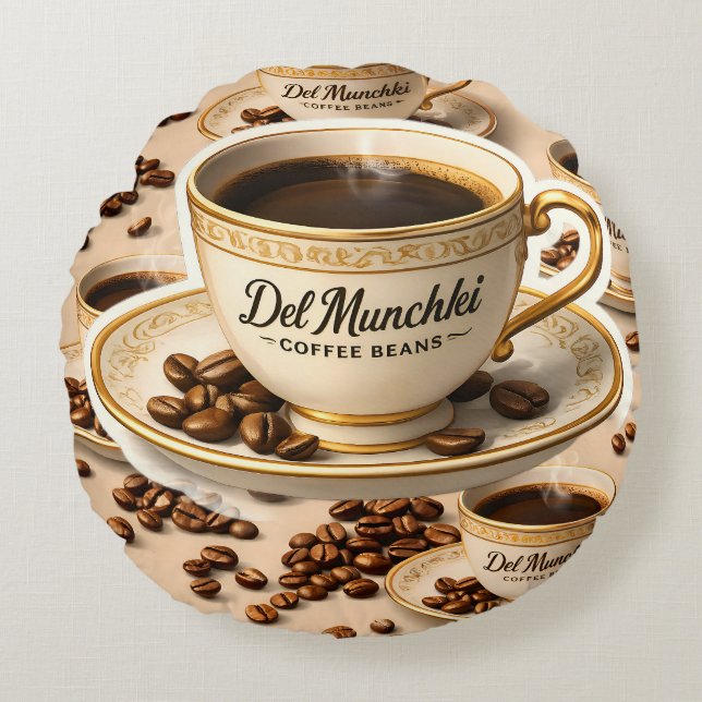 Del munchy coffee beans premium round cushion (Front)