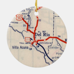 Del Rio 1948 Map Ceramic Ornament