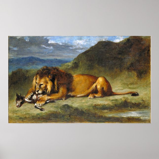 Delacroix - Lion Devouring A Goat Poster (Front)