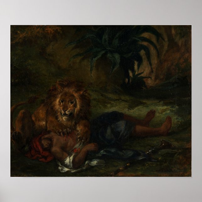 Delacroix - Lion Devouring An Arabic 1847 Poster (Front)