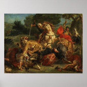 Delacroix - Lion Hunt 1855 Poster
