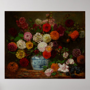 Delacroix - Still Life With Dahlias 1835 Poster