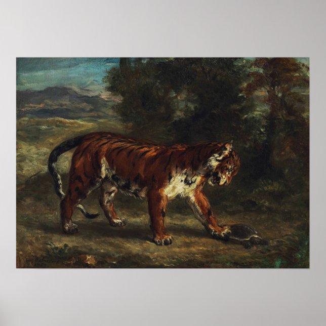 Delacroix - Tiger Playing With A Turtle Poster (Front)