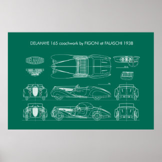 Delahaye 165 Figoni et Falaschi Blueprint Poster