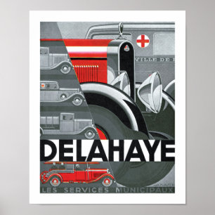 Delahaye Art Deco Automobile Ad Poster