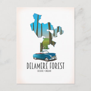 Delamere Forest Cheshire England map Postcard