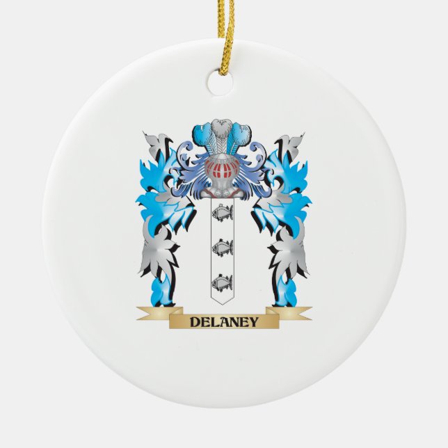 Delaney Coat of Arms - Family Crest Ceramic Tree Decoration (Front)