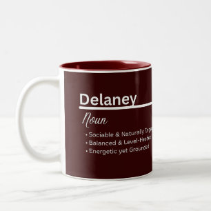 Delaney Girl Name Definition Personalized Two-Tone Coffee Mug