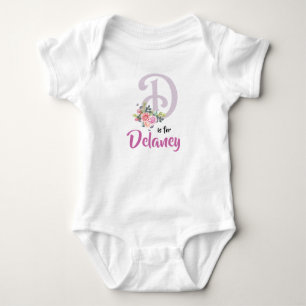 Delaney Name Baby Outfit Letter D Romper Floral Bodysuit