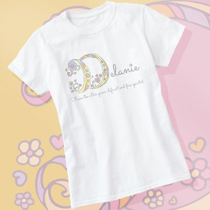 Delanie girls name meaning monogram hearts T-Shirt