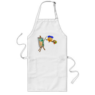 Delantal Emojis painter stands canvas and paint Long Apron