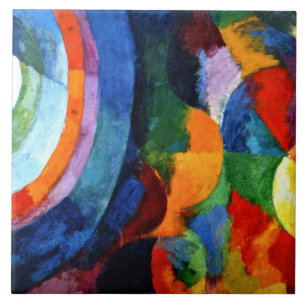 Delaunay - Circular Forms, Sun, Moon Ceramic Tile