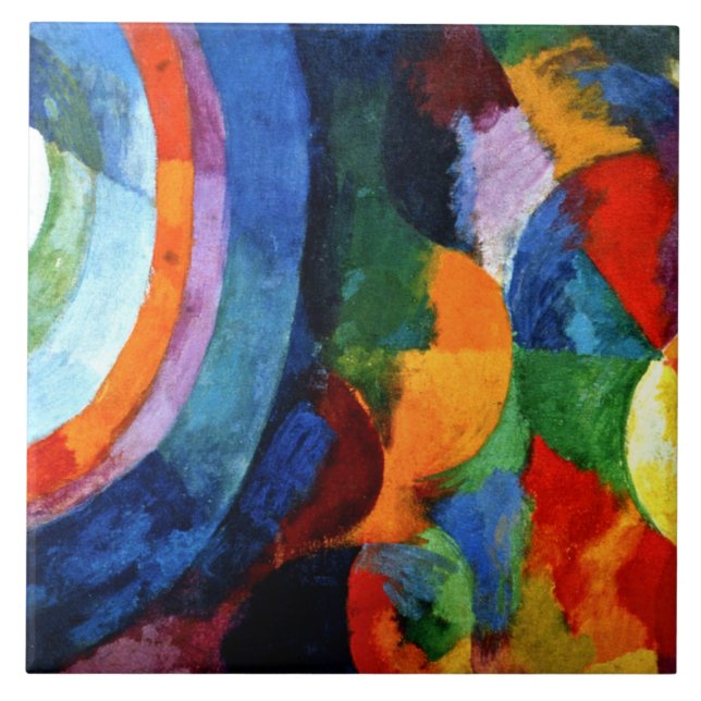 Delaunay - Circular Forms, Sun, Moon Ceramic Tile (Front)