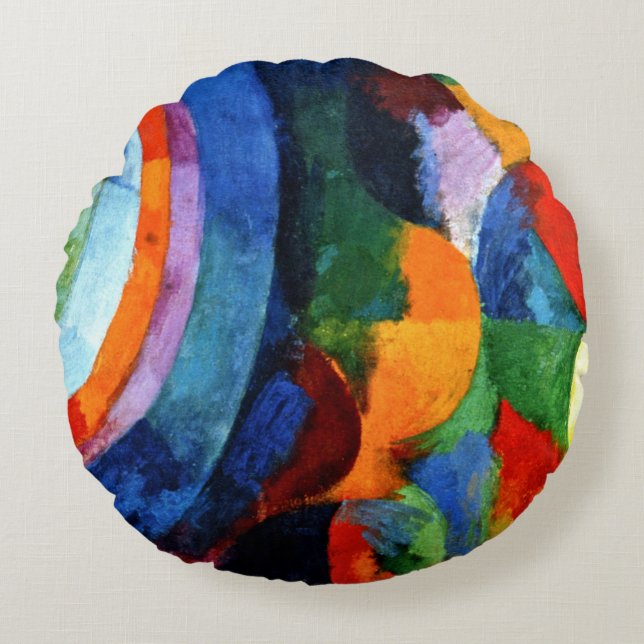 Delaunay - Circular Forms, Sun, Moon, Round Cushion (Front)