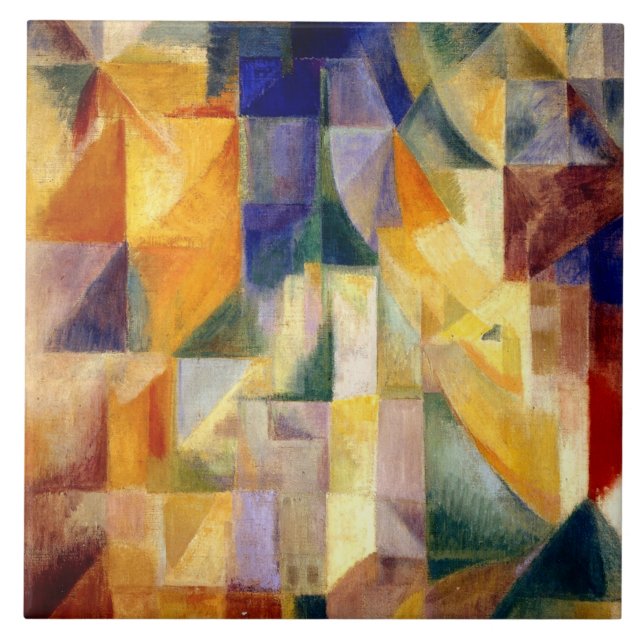 Delaunay - Simultaneous Windows, famous painting, Ceramic Tile (Front)