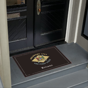 DELAWARE 1797 THE FIRST STATE FLAG DOORMAT