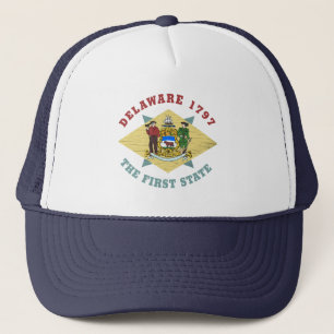 DELAWARE 1797 THE FIRST STATE FLAG TRUCKER HAT