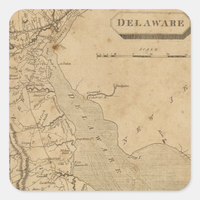 Delaware 3 square sticker (Front)