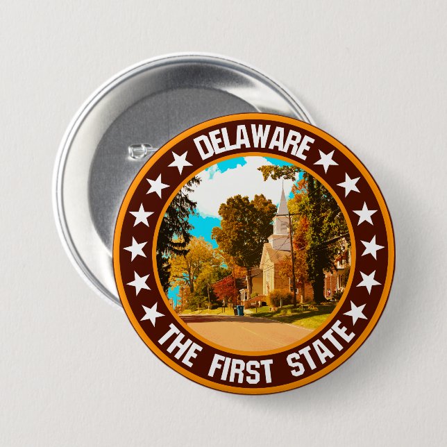 Delaware 7.5 Cm Round Badge (Front & Back)