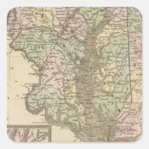 Delaware and Maryland 2 Square Sticker