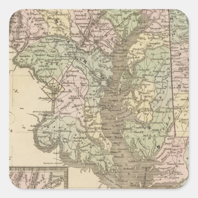 Delaware and Maryland 2 Square Sticker (Front)