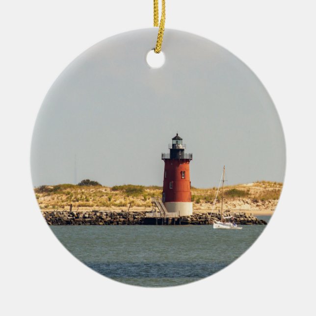 Delaware Breakwater East End Lighthouse Ceramic Ornament (Front)