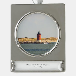 Delaware Breakwater East End Lighthouse Silver Plated Banner Ornament