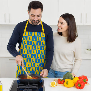 Delaware Checkerboard Blue Yellow Gold Pattern Apron
