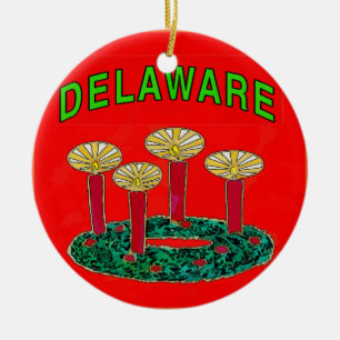 Delaware Christmas Tree Ceramic Ornament