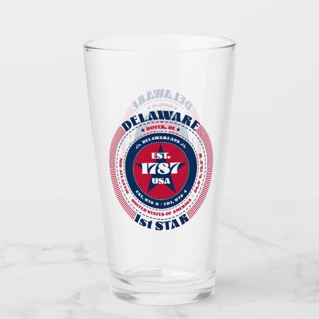 Delaware Circular Typography Design Glass (Front)
