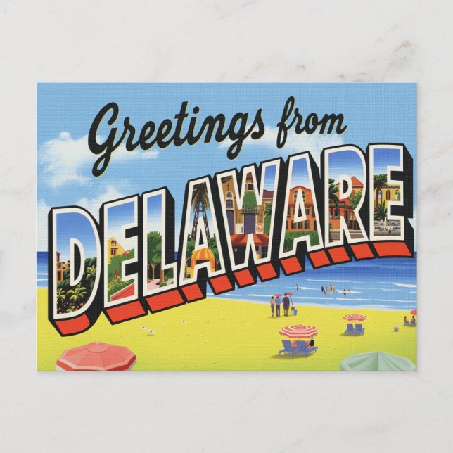 Delaware Coastal Beach Town Postcard (Front)