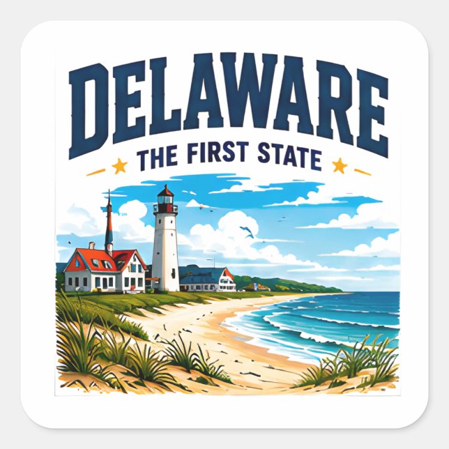 Delaware Coastal Escape Journey Square Sticker (Front)