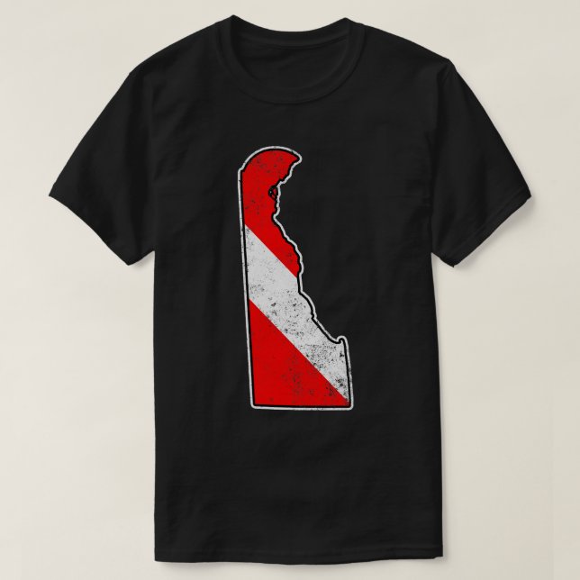 Delaware Dive Flag Scuba Diving State Map Dive Fla T-Shirt (Design Front)