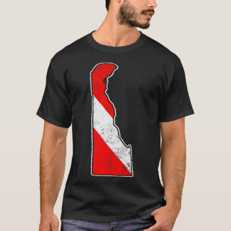 Delaware Dive Flag Scuba Diving State Map Dive Fla T-Shirt