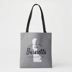 Delaware Family Monogram State Tote Bag