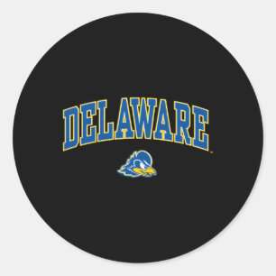 Delaware Fightin' Blue Hens Arch Over Heather Grey Classic Round Sticker