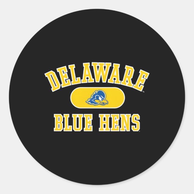 Delaware Fightin' Blue Hens Varsity Team Colour Classic Round Sticker (Front)
