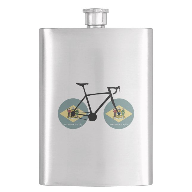 Delaware Flag Cycling Hip Flask (Front)
