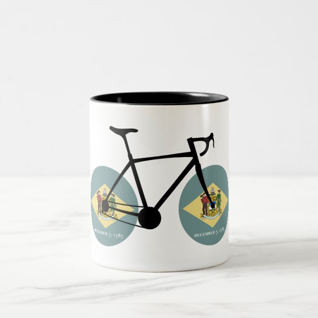 Delaware Flag Cycling Two-Tone Coffee Mug (Center)