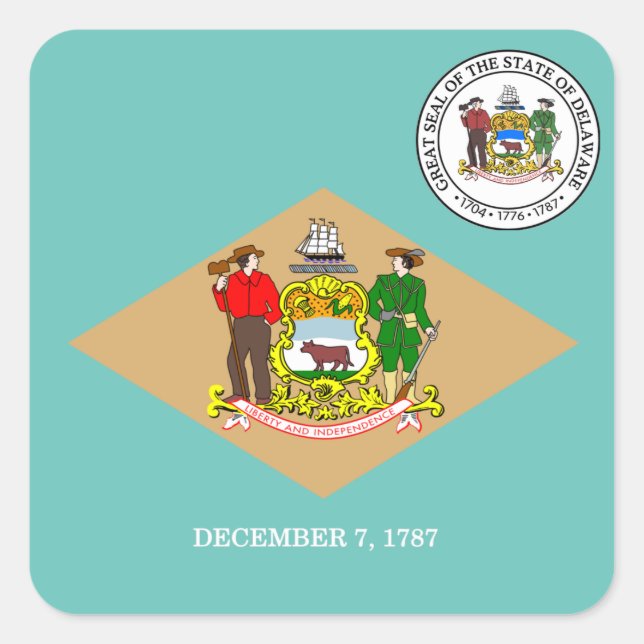 Delaware flag square sticker (Front)
