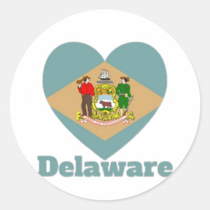 Delaware Heart Flag Classic Round Sticker