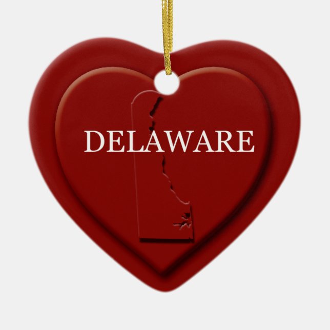Delaware Heart Map Christmas Ornament (Front)