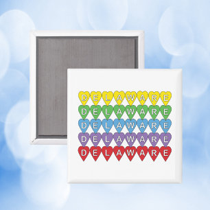 Delaware Hearts Colourful Pattern Magnet